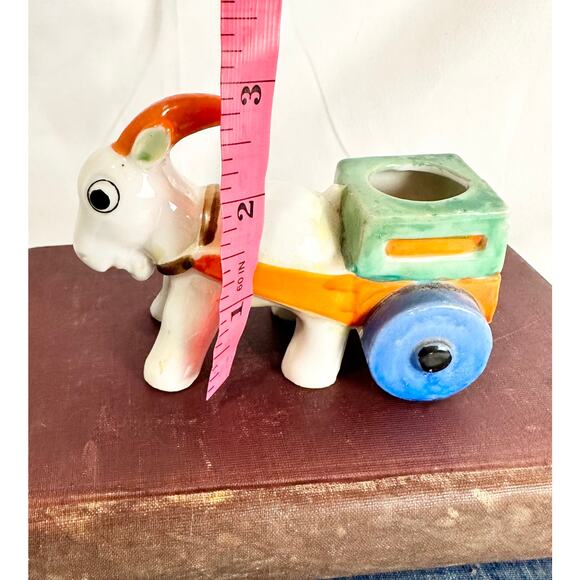 Ceramic Lusterware Goat Cart Pin Cushion | Japan | Lusterware | Goat Pin Cushion - Picture 8 of 9